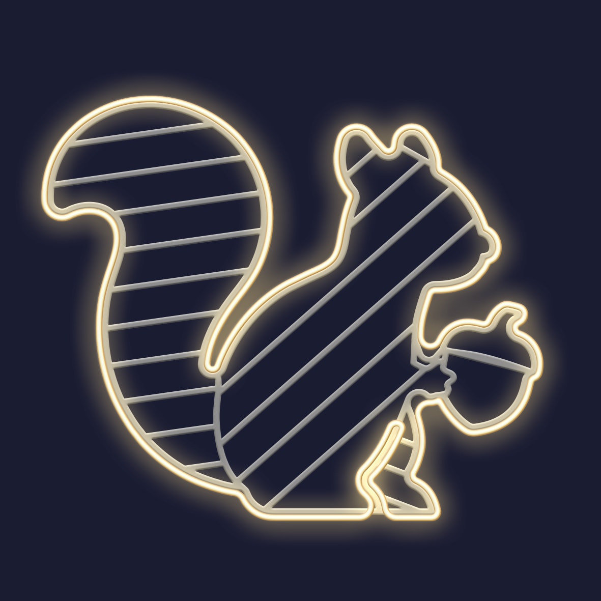 Festilight - LEOPOLD - Ecureuil motif impression 3D - H65xL77cm - NEON BLANC CHAUD - 230V