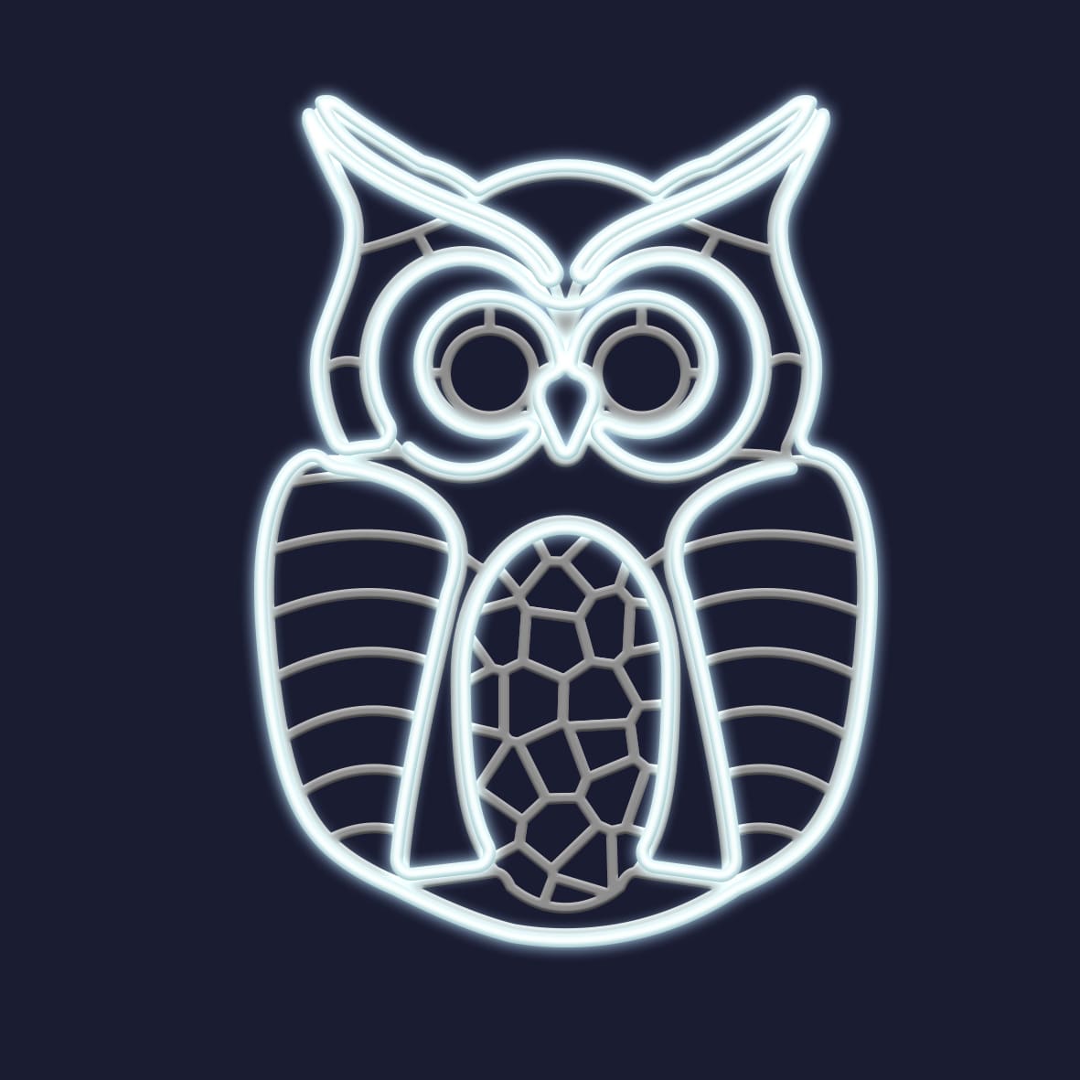 Festilight - VICTOR -Hibou motif impression 3D - H85xL62cm - NEON BLANC FROID - 230V