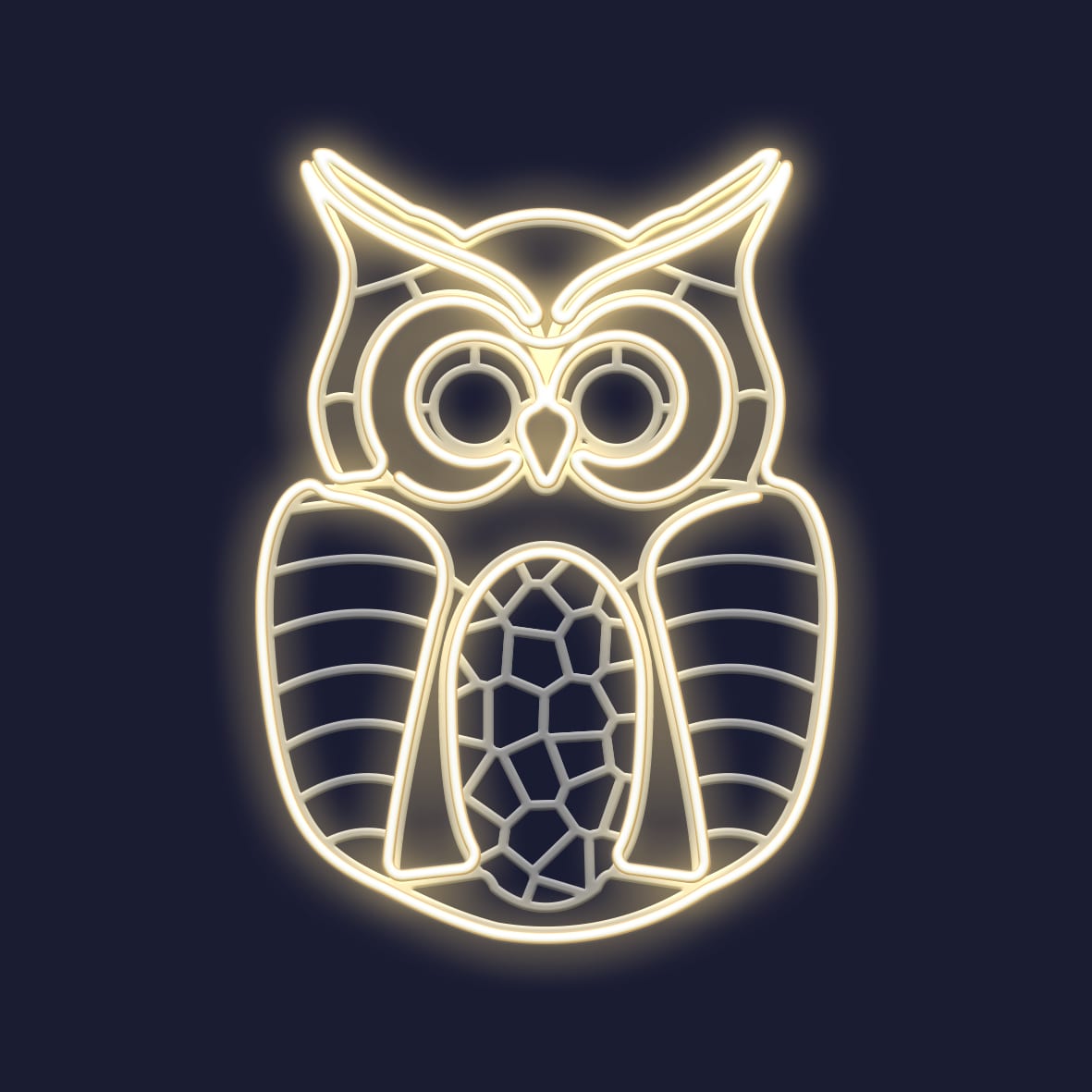 Festilight - VICTOR -Hibou motif impression 3D - H85xL62cm - NEON BLANC CHAUD - 230V