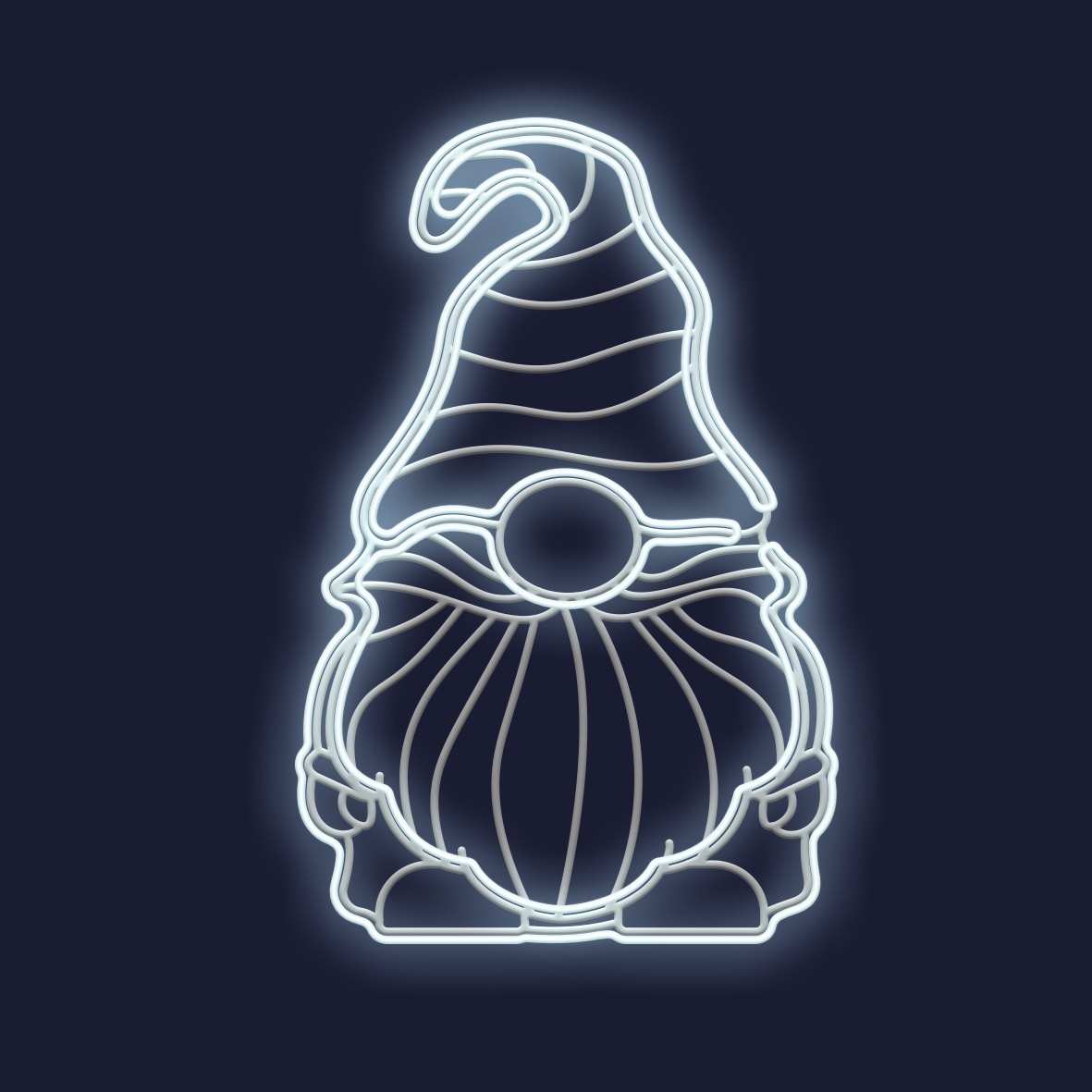 Festilight - ALPHONSE - Petit Gnome Impression 3D - H63xL46cm - NEON BLANC FROID - 230V