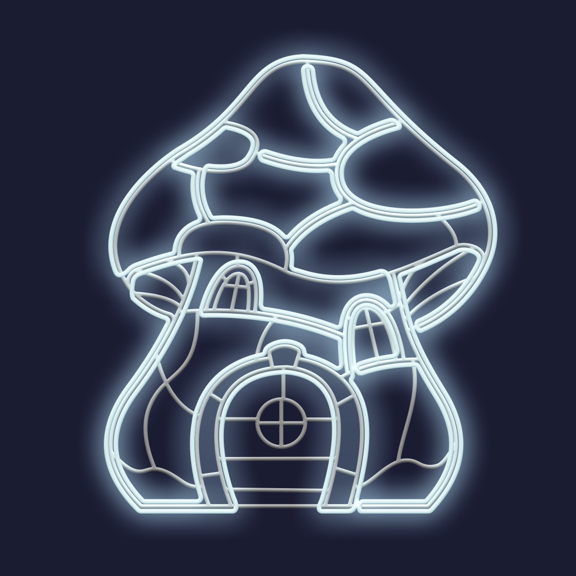 Festilight - ELOI - Maison Champignon impression 3D -H1,37xL1,17M - NEON BLANC FROID - 230V