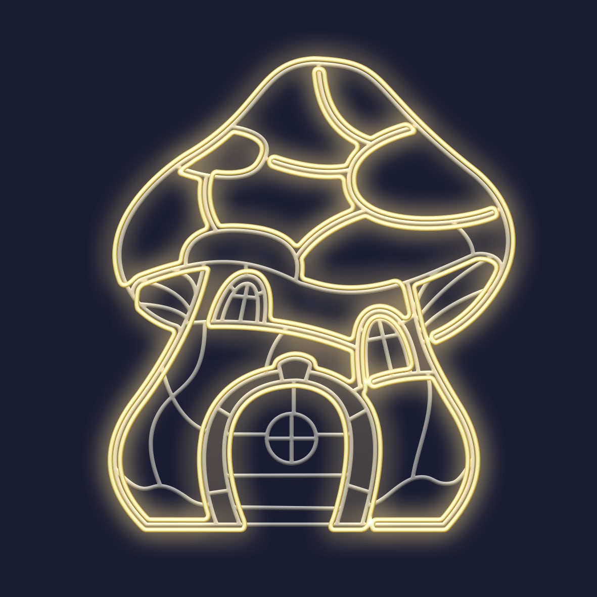 Festilight - ELOI - Maison Champignon impression 3D -H1,37xL1,17M - NEON BLANC CHAUD - 230V