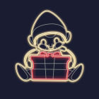 Festilight - FIRMIN - Lutin Cadeau impression 3D - H92xL87cm - NEON BLANC CHAUD/ROUGE - 230V