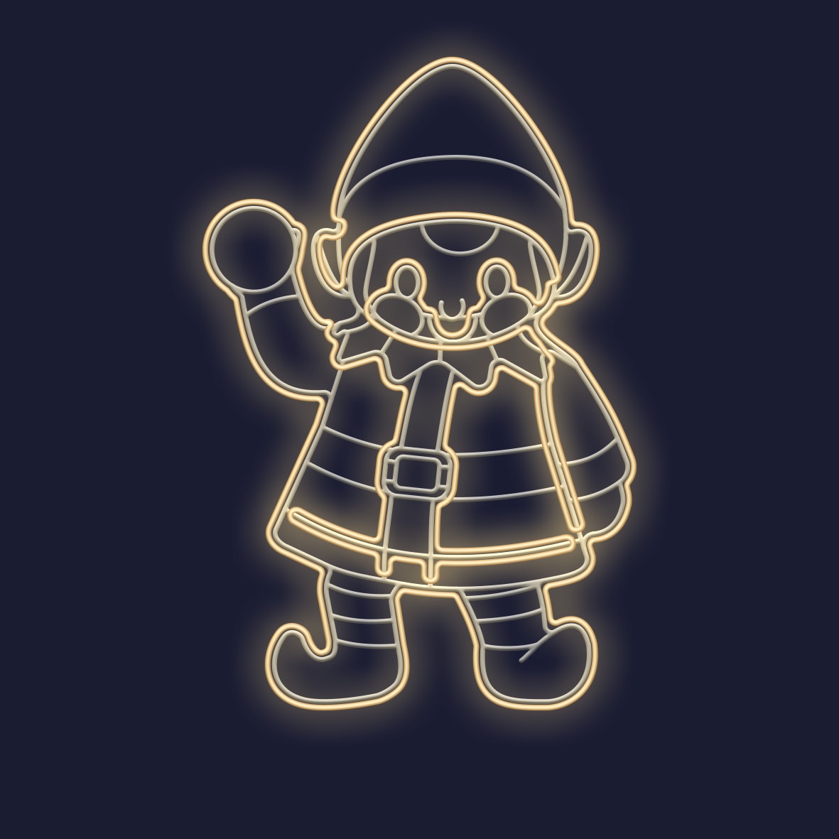 Festilight - JACQUES - Lutin Boule de neige impression 3D-H1,19xL0,78M-NEON BLANC CHAUD-230V