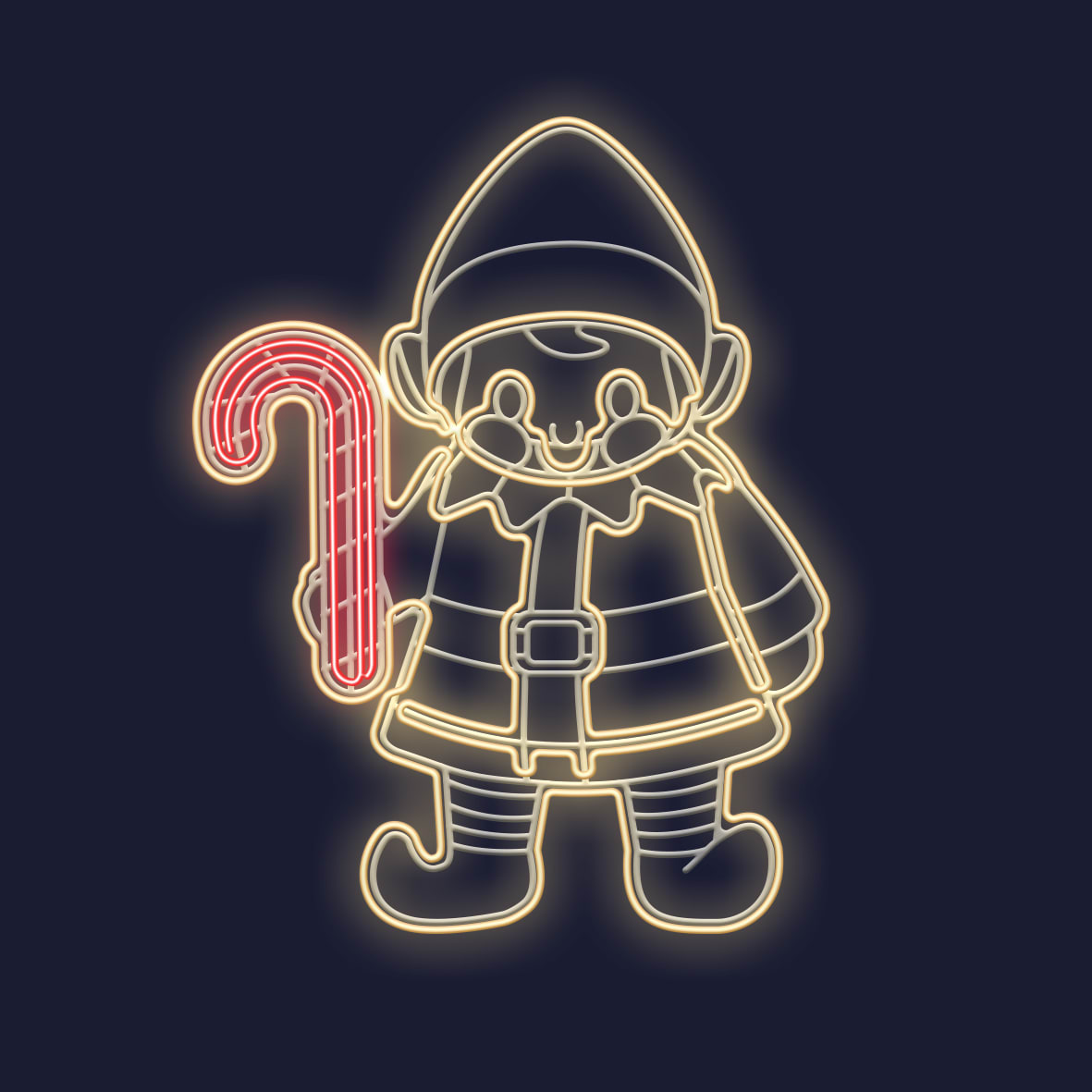 Festilight - JULES - Lutin sucre d'Orge impres.3D-H1,07xL0,83M-NEON BLANC CHAUD/ROUGE-230V