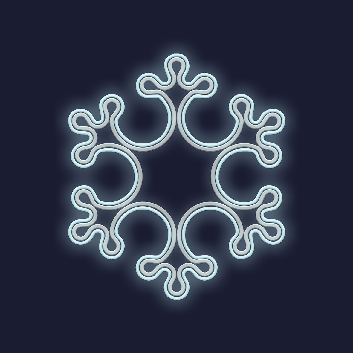 Festilight - MEGA KANNIK-Motif Flocon - Néon blanc froid -structure Impression 3D- D.105cm