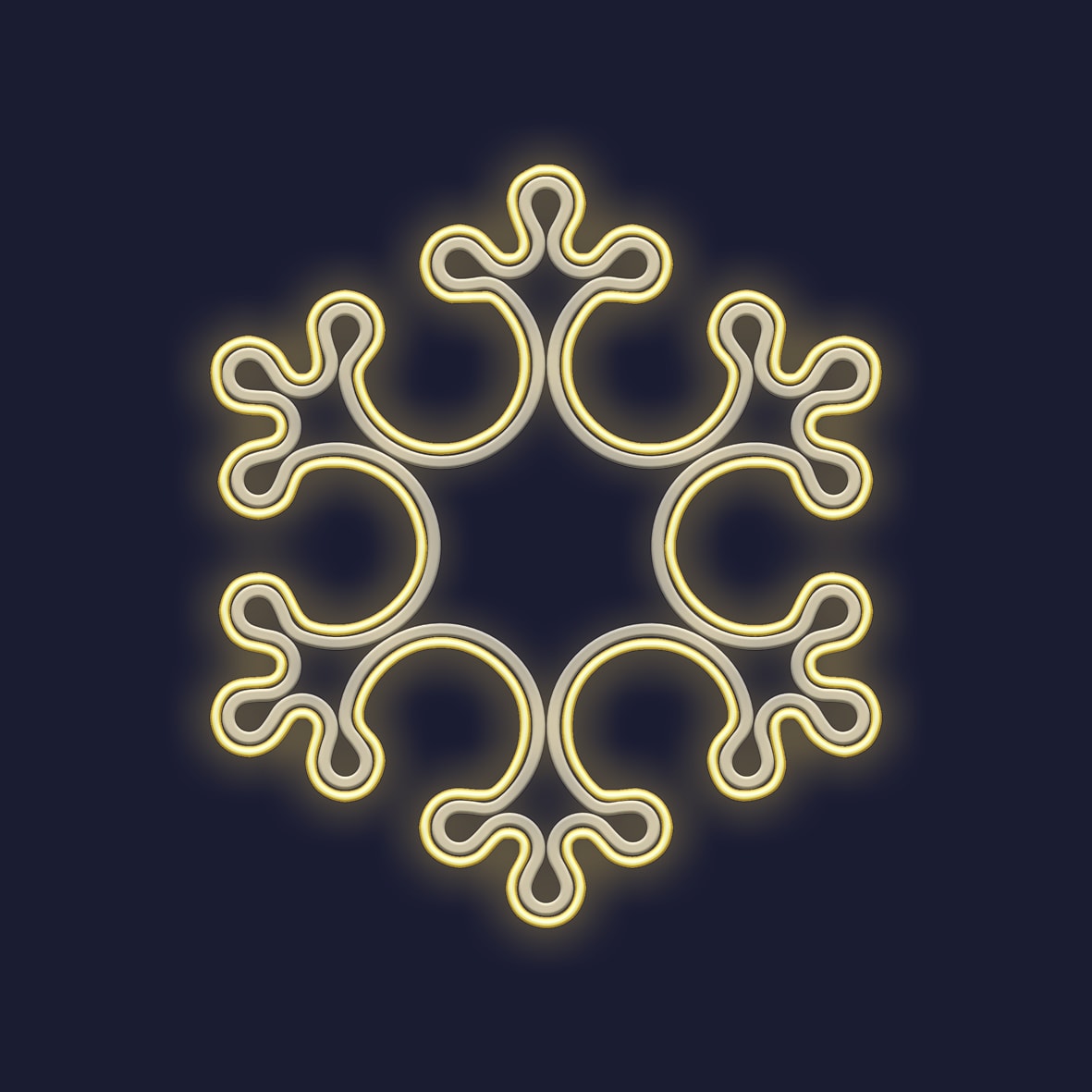 Festilight - MEGA KANNIK-Motif Flocon -Néon blanc chaud -structure Impression 3D- D.105cm