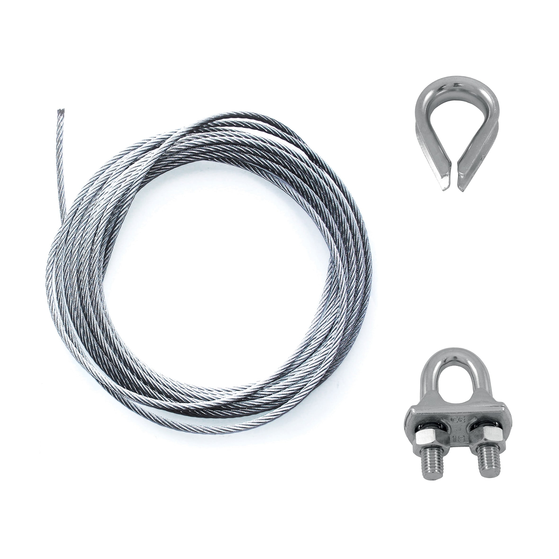 Festilight - Câble, rouleau 50m en acier non gainé Ø 6mm + 10 cosses coeur + 10 serre cables