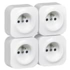 Arnould - Lot de 4 prises de courant saillie avec terre Profil Eco complet - blanc