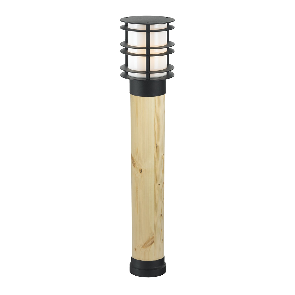 Norlys - STOCKHOLM noir bois brut 46W halogène max./E27 IP65 cl II ver opale poly H850mm
