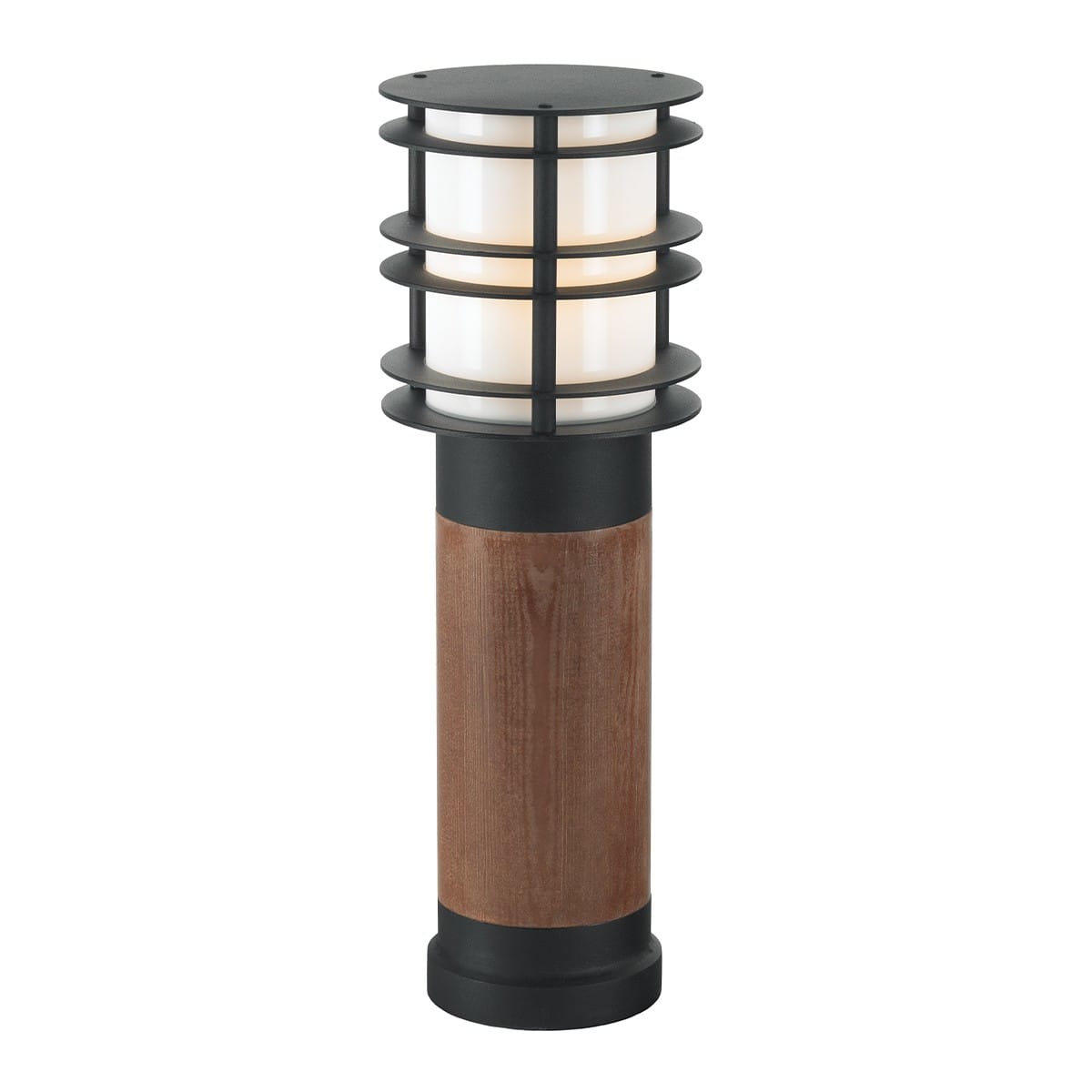 Norlys - STOCKHOLM noir bois peint 46W halogène max./E27 IP65 cl II ver opale poly H490mm