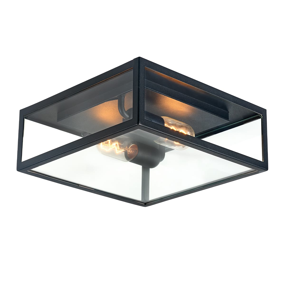 Norlys - LOFOTEN PLAFONNIER noir 2x57W halogène max./E27 IP44 classe II verrerie claire