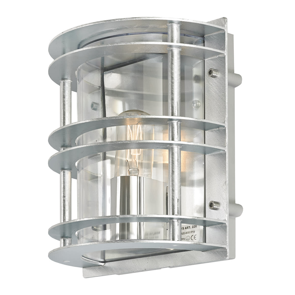 Norlys - STOCKHOLM galvanisé 46W halogène max./E27 IP54 classe I verrerie claire polyc.