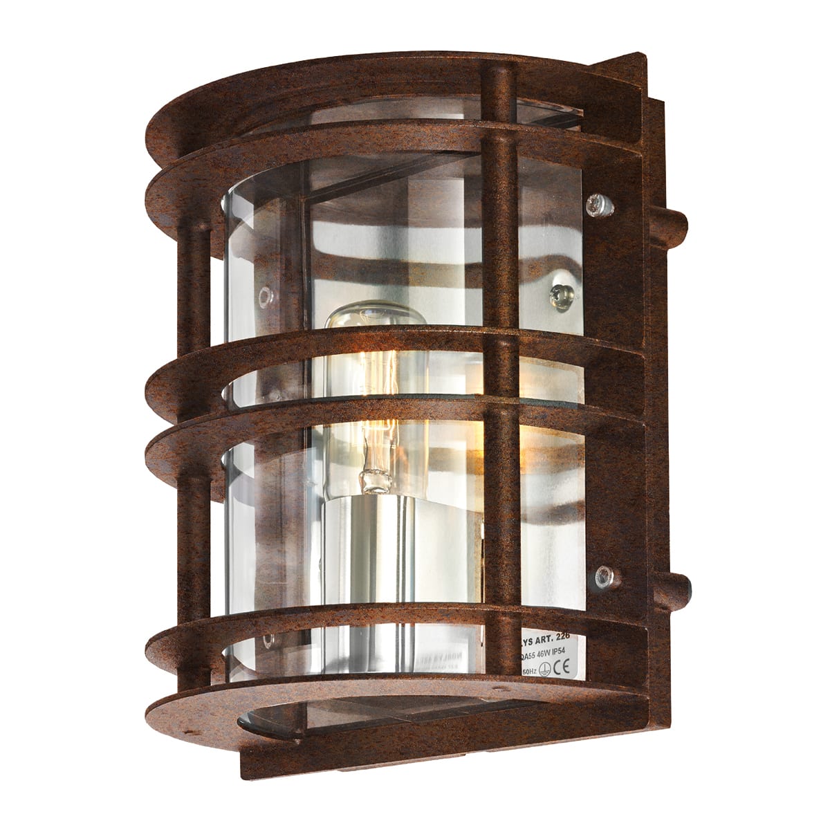 Norlys - STOCKHOLM patine rouille 46W halogène max./E27 IP54 classe I ver. claire polyc.