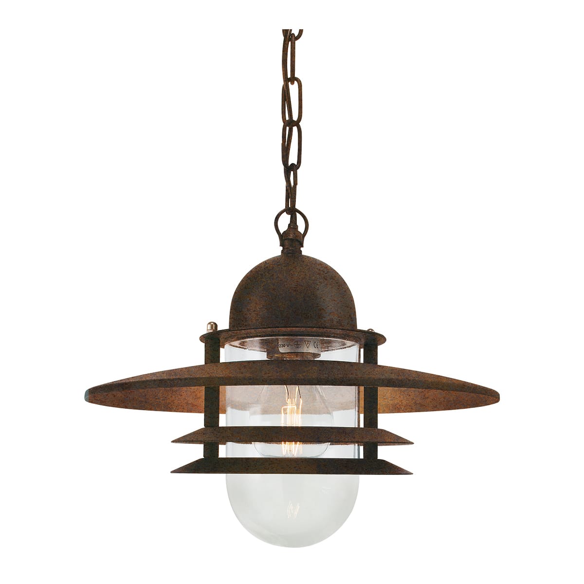 Norlys - OSLO CHAINE patine rouille 57W halogène max./E27 IP54 cl II ver. claire polyc.