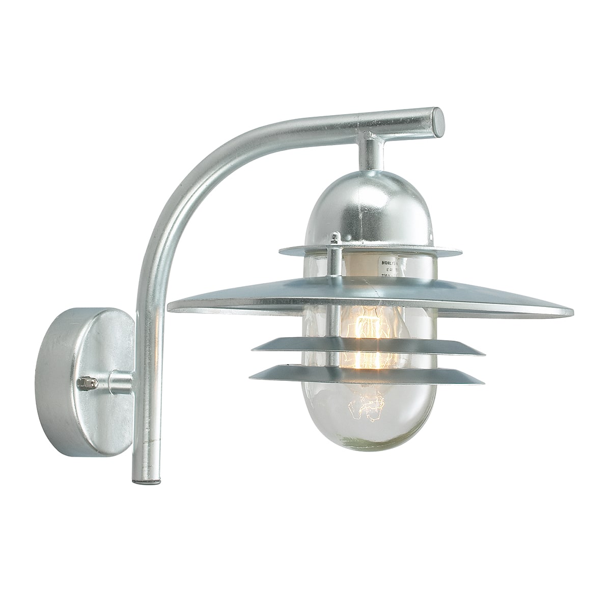 Norlys - OSLO galvanisé 57W halogène max./E27 IP55 classe II verrerie claire polyc.