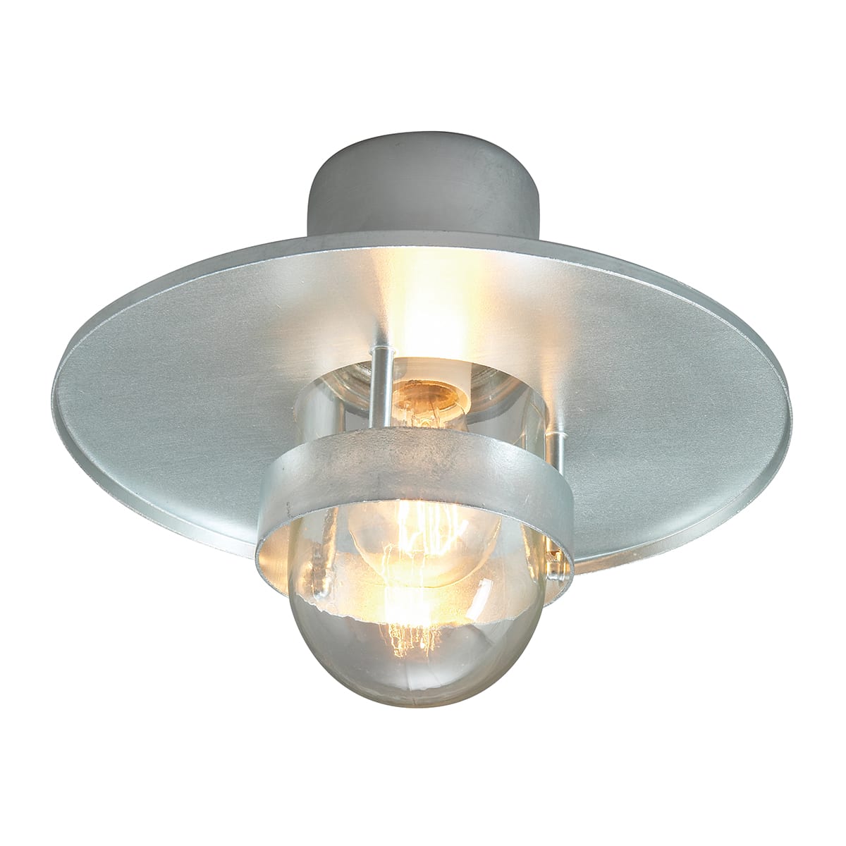 Norlys - BERGEN PLAFONNIER galvanisé 57W halogène max./E27 IP55 cl. II ver. claire polyc.