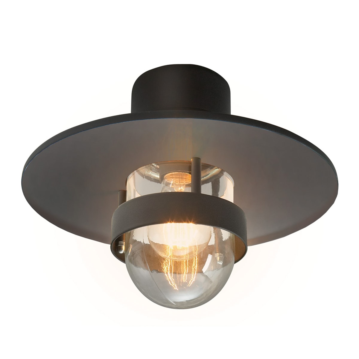 Norlys - BERGEN PLAFONNIER noir 57W halogène max./E27 IP55 classe. II ver. claire polyc.