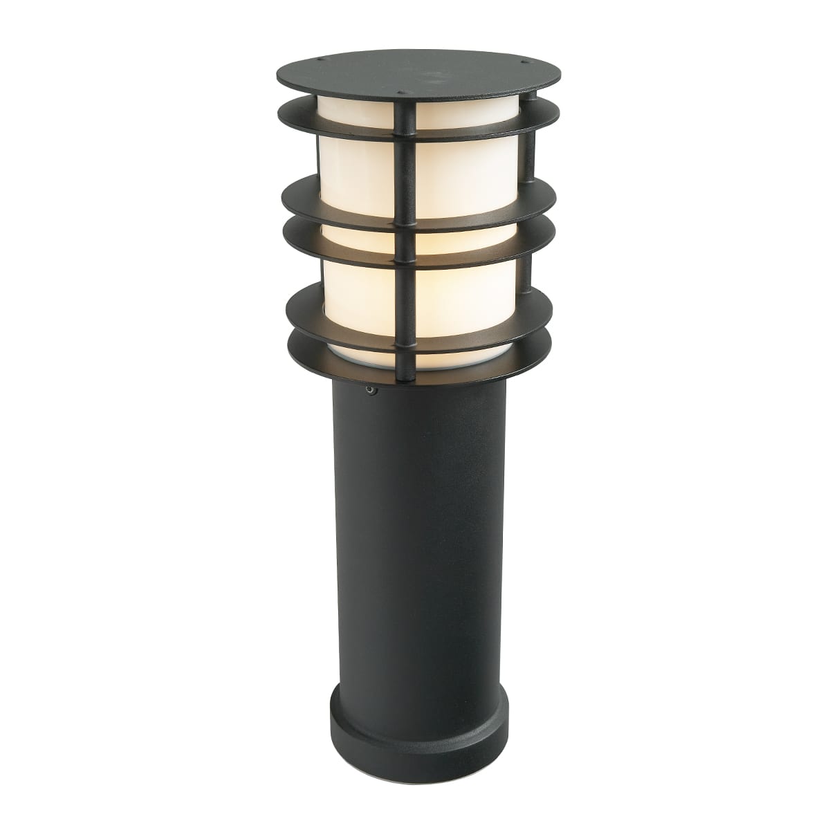 Norlys - STOCKHOLM noir 46W halogène max./E27 IP65 classe II ver. opale poly. H490mm