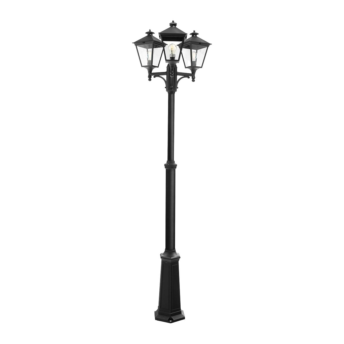 Norlys - LONDON MAT noir 3x77W halogène max./E27 IP54 cl II ver. claire poly.