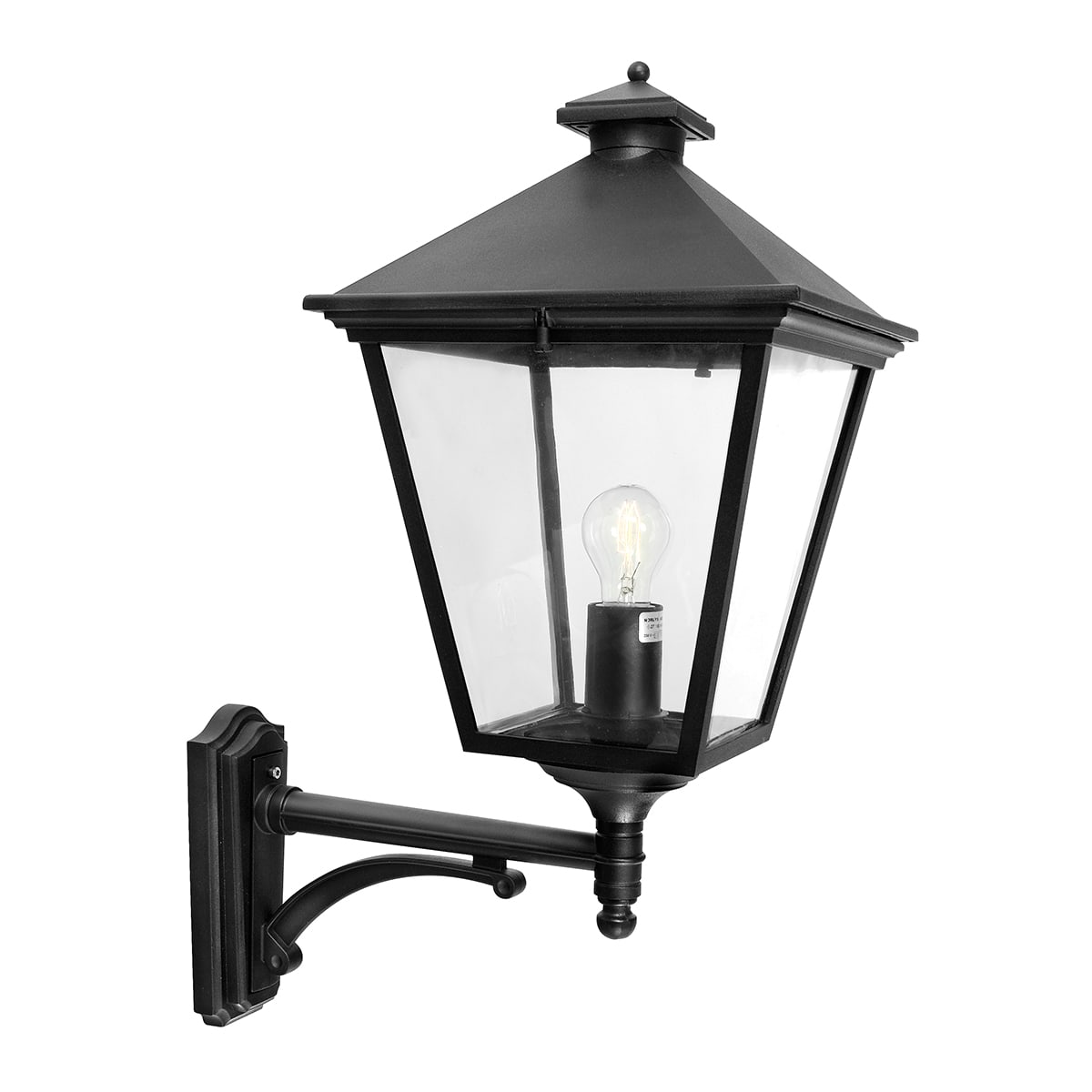 Norlys - LONDON BIG noir 77W halogène max./E27 IP54 classe II ver. claire polyc. H670mm