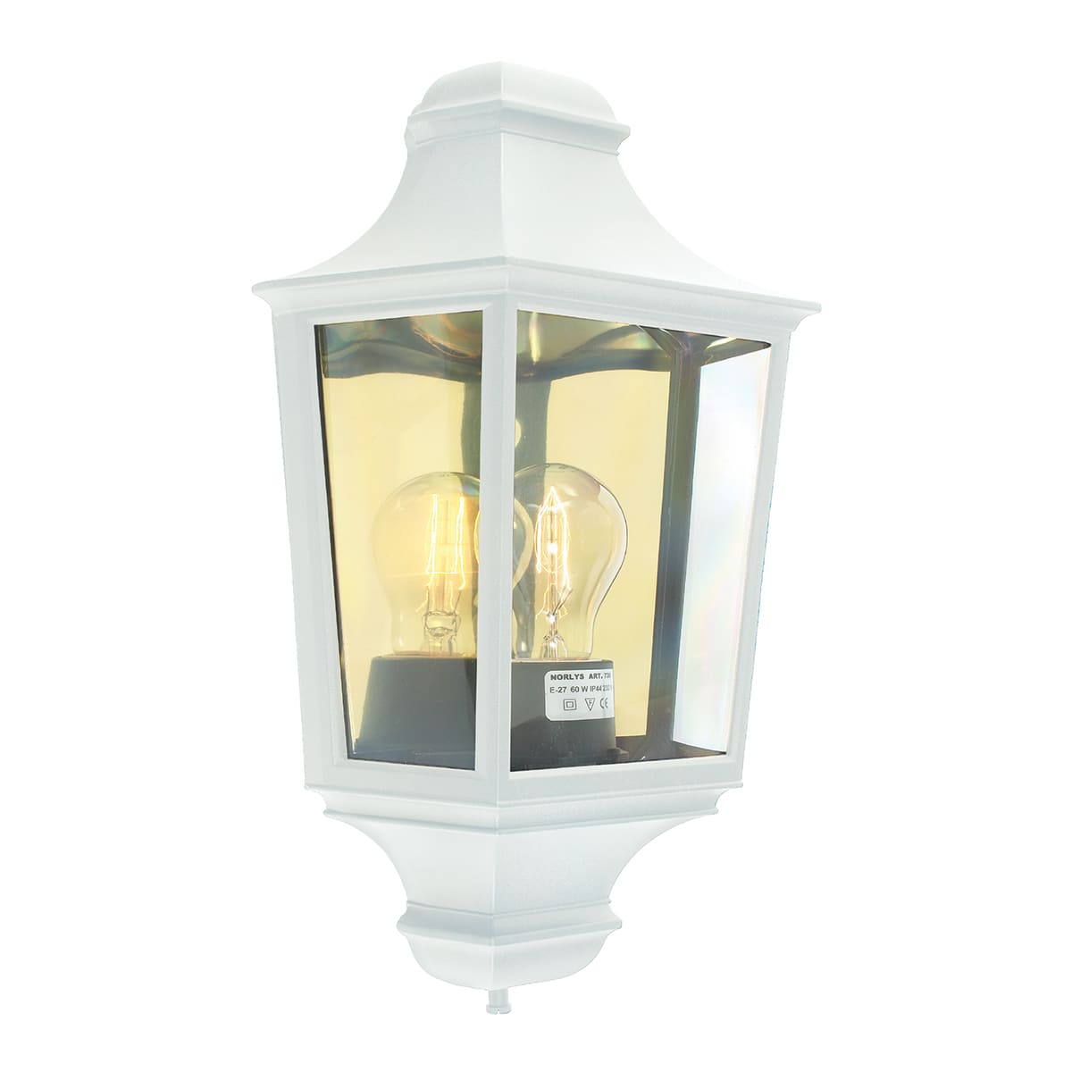 Norlys - GLASGOW blanc 46W halogène max./E27 IP54 classe II ver. claire polyc. H375mm