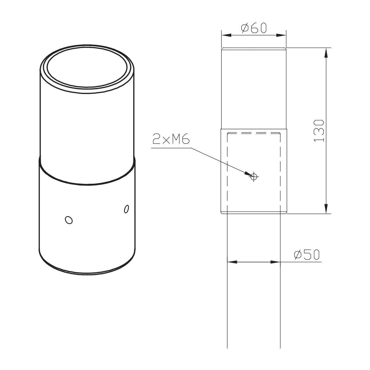 Norlys - Adaptateur couleur graphite pour une tête ?60mm sur un mât ?50mm