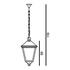 Norlys - LONDON CHAINE BIG rouille 77W halogène max./E27 IP54 cl II ver. claire polyc.