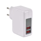 FINDIS Pays De Loire - CHARGEUR USB sur Secteur 230V - 5V/2.4A (Smart Charge) + 1A