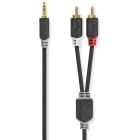 FINDIS Pays De Loire - Câble audio stéréo - 3.5 mm Mâle - 2x RCA Male - Plaqué or - 10.00 m