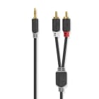 FINDIS Pays De Loire - Câble audio stéréo | 3.5 mm Mâle | 2x RCA Male | Plaqué or | 1.00 m | R