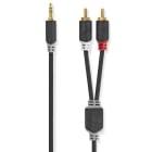 FINDIS Pays De Loire - Câble audio stéréo | 3.5 mm Mâle | 2x RCA Male | Plaqué or | 5.00 m | R