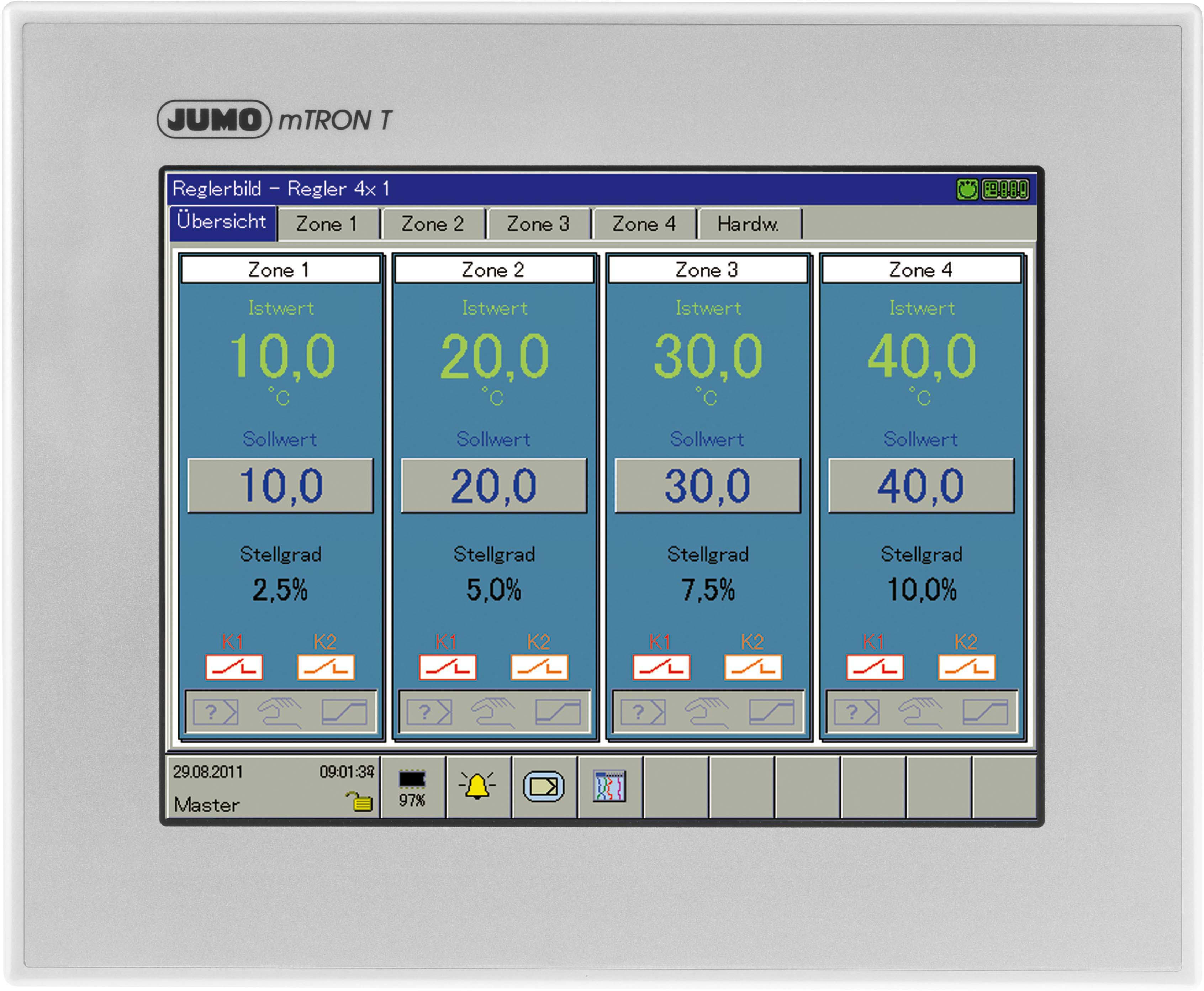 JUMO REGULATION - Ecran tactile multifonction 840 (1x Ethernet (RJ45), 1x bus système (RJ45), 1x b