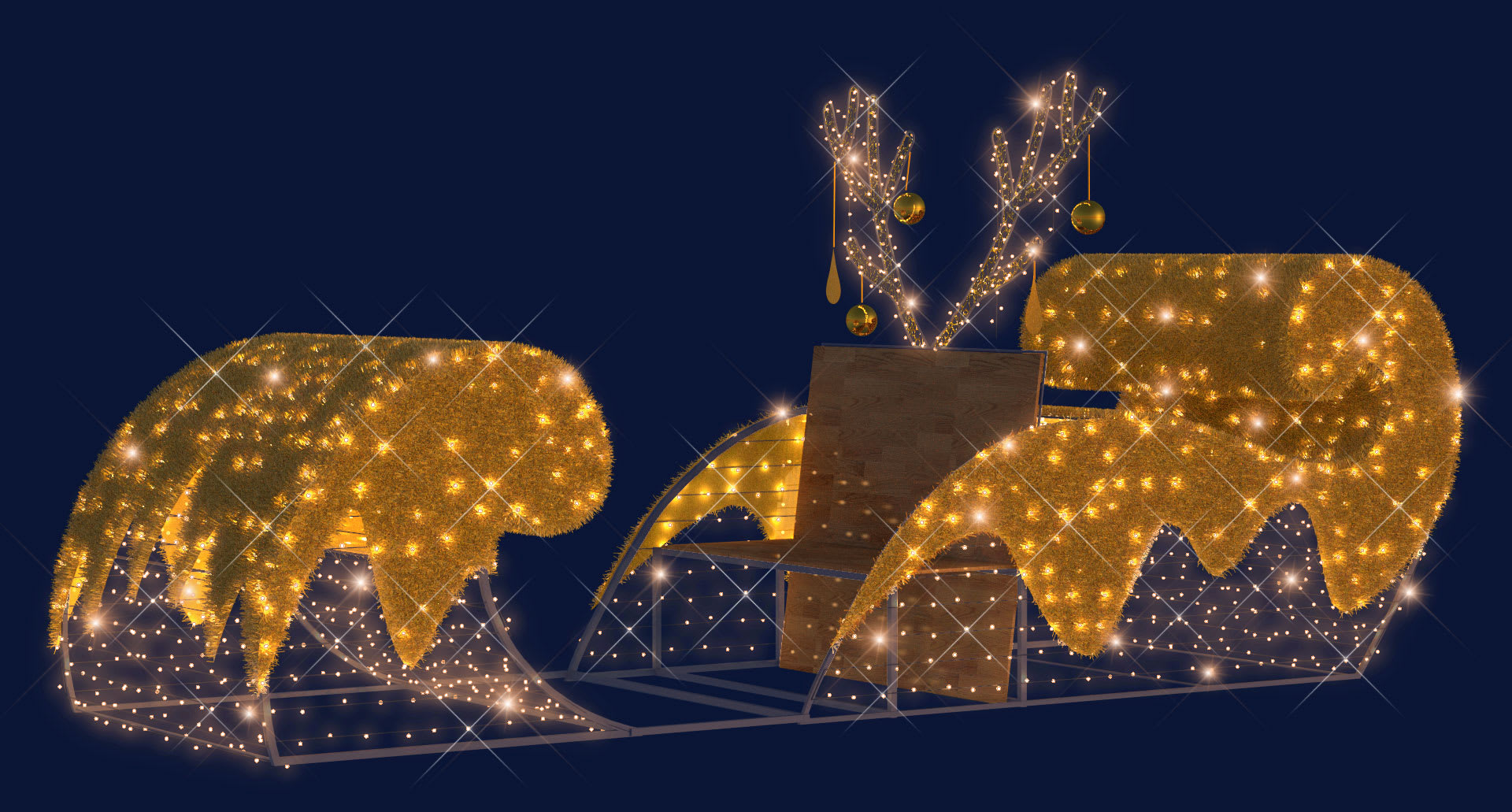 Chromex - Décor 3DAP Traineau bohème OR L:4,14m H:1,85m P:1,45m