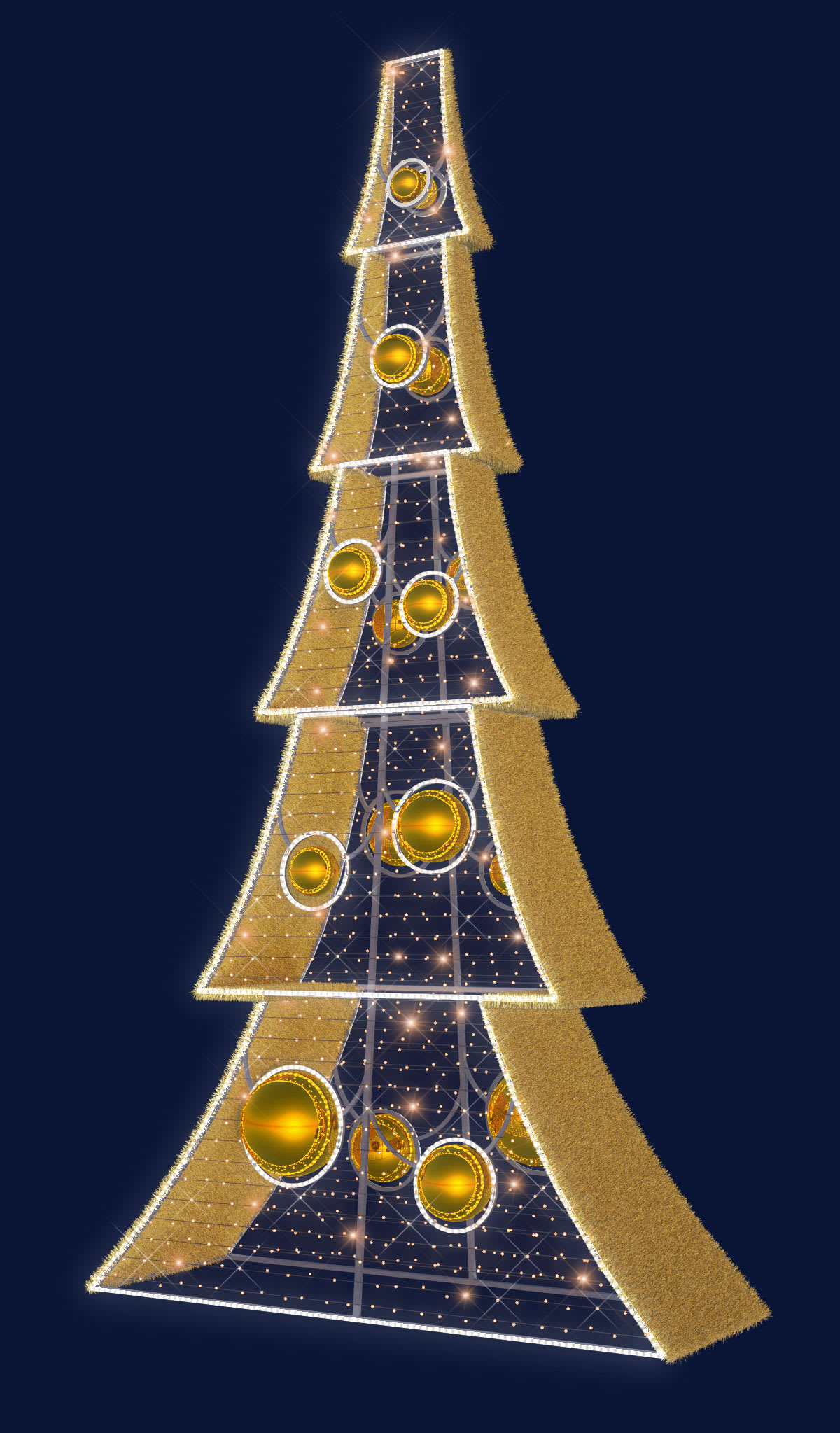 Chromex - Décor 3DAP Sapin Pétillant OR L:2,5m H:5m P:0,9m