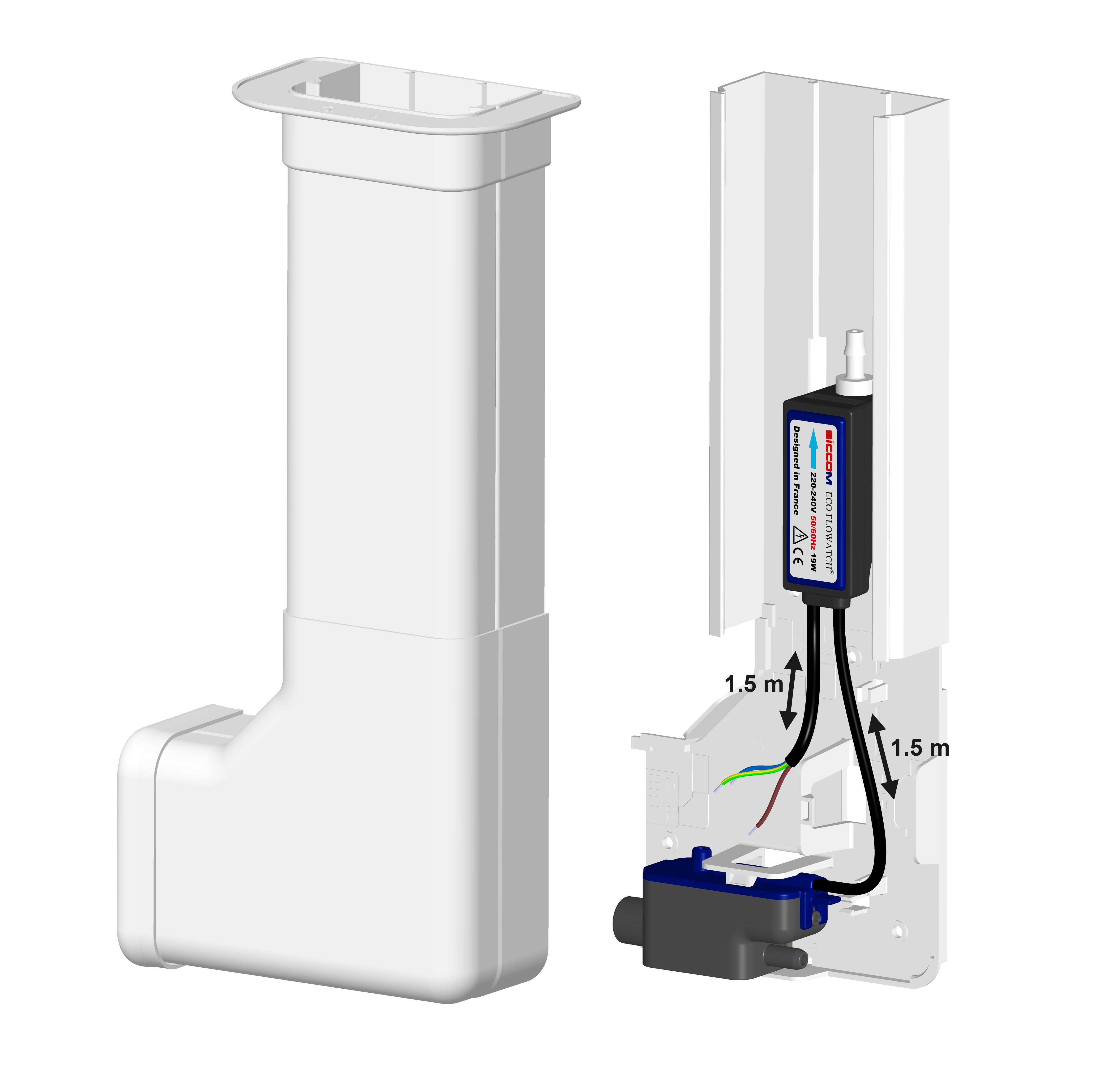 Eid - Pompe AP08 13,2L/heure sans alarme sous goulotte <23dB(A) à 1m.