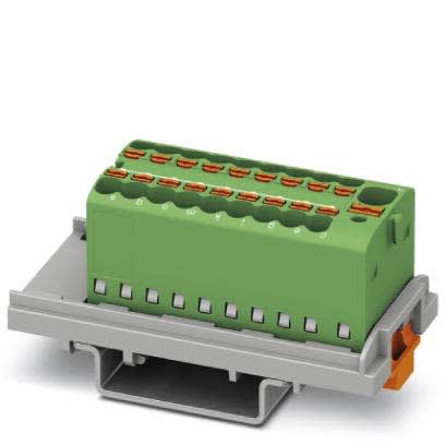 Phoenix Contact - PTFIX 4/18X1,5-NS35 GN - Bloc répartiteur PTFIX