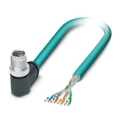 Phoenix Contact - Câble Bus, 8 pôles, Ethernet CAT6, M12 mâle coudé, Ext. Libre, X, 2 m