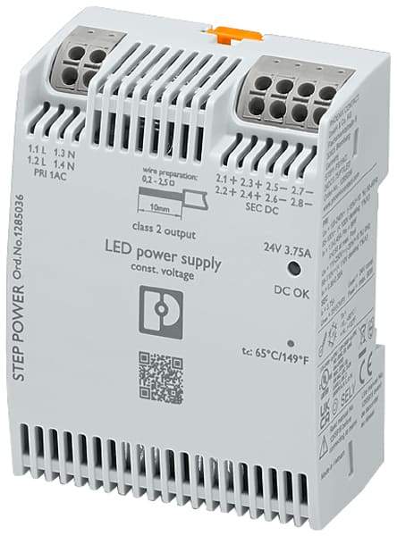 Phoenix Contact - STEP3-PS/1AC/24DC/3.75/PT/LED - Alimentation LED Mono 230VAC/24VDC-3,75A