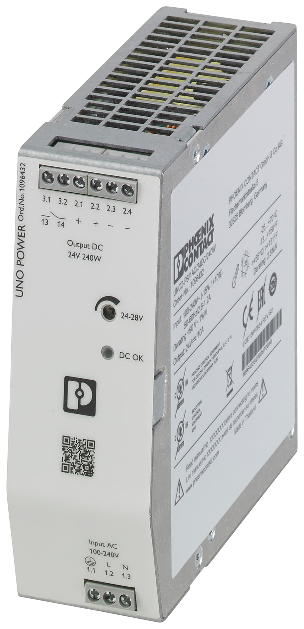 Phoenix Contact - Alimentation compacte Mono 230VAC/ 24VDC-240W
