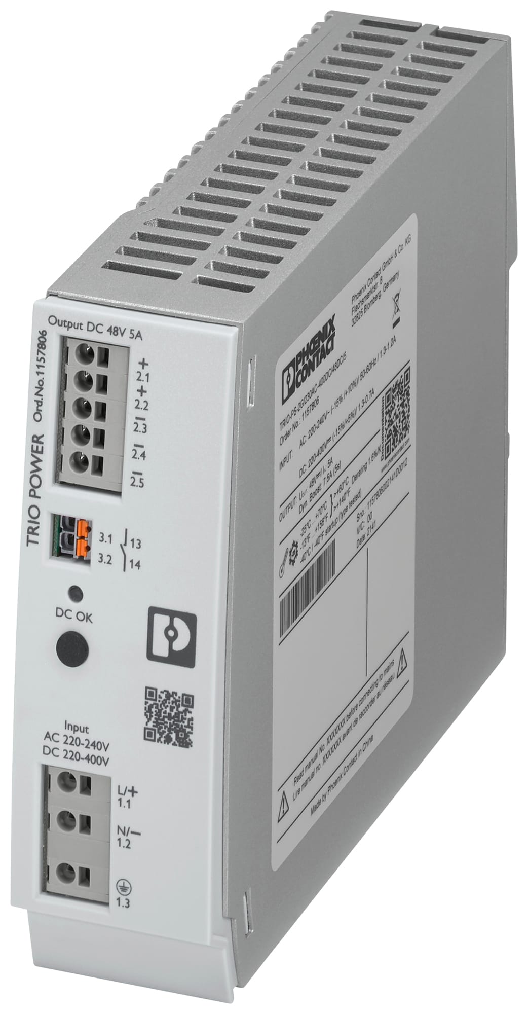 Phoenix Contact - TRIO-PS-2G/230AC-400DC/48DC/5 - Alimentation AC/DC Mono 230VAC-400V/48VDC-5A