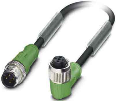 Phoenix Contact - Câble capt./act., 4 pôles, PUR, M12 mâle droit, M12 femelle coudé, A, 1,5 m