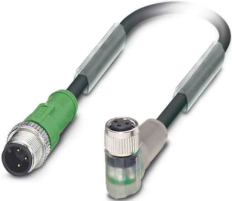 Phoenix Contact - Câble capt./act., 3 pôles, PUR, M12 mâle droit, M8 femelle coudé, A, 3 m