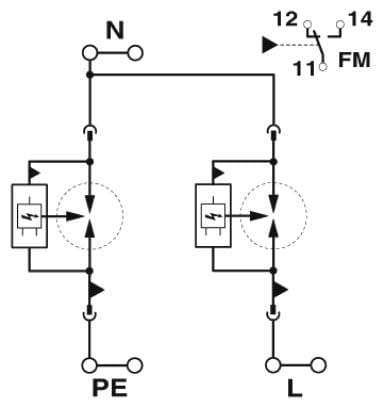 Phoenix Contact - Parafoudre Mono T1+2 - Uc:264VAC-Up:3kV-Iimp:50kA-Up:3kV avec contact o/f TT/TN