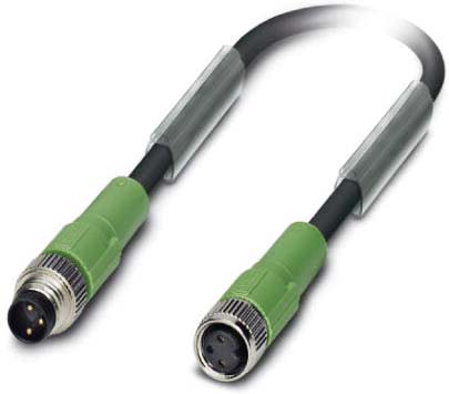 Phoenix Contact - Câble capt./act., 3 pôles, PUR, M8 mâle droit, M8 femelle droit, A, 1 m