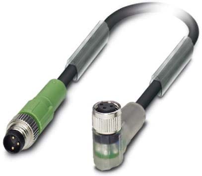 Phoenix Contact - Câble capt./act., 3 pôles, PUR, M8 mâle droit, M8 femelle coudé, A, 2 m