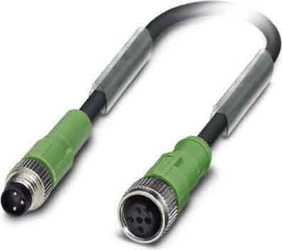 Phoenix Contact - Câble capt./act., 3 pôles, PUR, M8 mâle droit, M12 femelle droit, A, 3 m