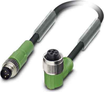 Phoenix Contact - Câble capt./act., 3 pôles, PUR, M8 mâle droit, M12 femelle coudé, A, 0,3 m