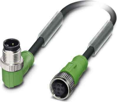 Phoenix Contact - Câble capt./act., 3 pôles, PUR, M12 mâle coudé, M12 femelle droit, A, 0,6 m