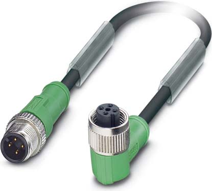 Phoenix Contact - Câble capt./act., 4 pôles, PUR, M12 mâle droit, M12 femelle coudé, A, 1 m